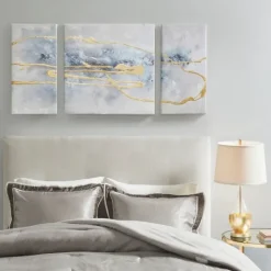 Kirkland's Home Blue Cosmo Triptych Canvas Art Prints, Set Of 3- Canvas Art