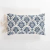 Kirkland's Home Blue Damask Print Side Tied Lumbar Pillow- Pillows