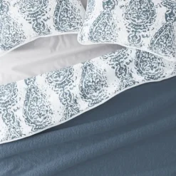 Kirkland's Home Blue Damask Reversible 3-Pc. King Quilt Set- Quilts