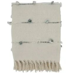 Kirkland's Home Blue Dotted Fringe Throw Blanket- Blankets & Throws