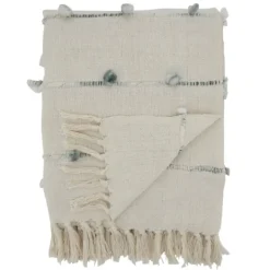 Kirkland's Home Blue Dotted Fringe Throw Blanket- Blankets & Throws