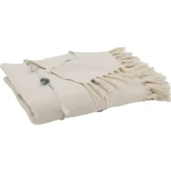 Kirkland's Home Blue Dotted Fringe Throw Blanket- Blankets & Throws