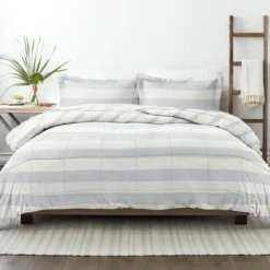 Kirkland's Home Blue Faded Stripe 3-Pc. Queen Comforter Set- Comforters