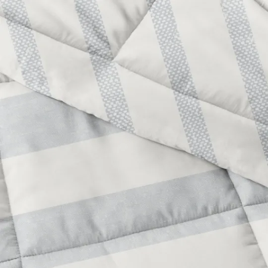Kirkland's Home Blue Faded Stripe 3-Pc. Queen Comforter Set- Comforters