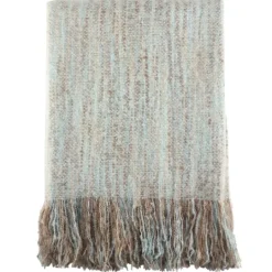 Kirkland's Home Blue Faux Mohair Fringe Throw- Blankets & Throws