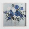 Kirkland's Home Blue Floral Beaded Framed Art Print- Framed Art