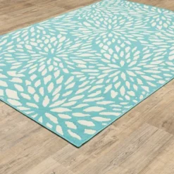 Kirkland's Home Blue Floral Burst Outdoor Area Rug, 5X7- Outdoor Rugs