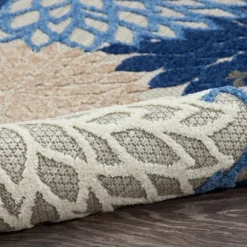 Kirkland's Home Blue Floral Burst Round Outdoor Area Rug, 5X5- Outdoor Rugs