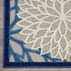 Kirkland's Home Blue Floral Burst Round Outdoor Area Rug, 7X7- Outdoor Rugs