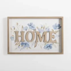 Kirkland's Home Blue Floral Home Wall Plaque- Wall Quotes & Signs