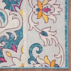 Kirkland's Home Blue Floral Medallion Outdoor Area Rug, 7X9- Outdoor Rugs