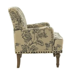 Kirkland's Home Blue Floral Nailhead Trim Upholstered Accent Chair- Accent Chairs