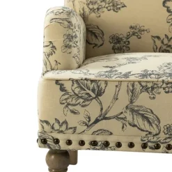 Kirkland's Home Blue Floral Nailhead Trim Upholstered Accent Chair- Accent Chairs