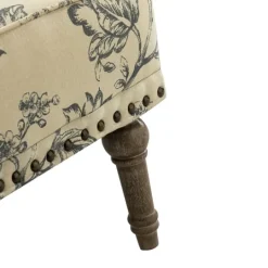 Kirkland's Home Blue Floral Nailhead Trim Upholstered Accent Chair- Accent Chairs