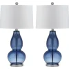 Kirkland's Home Blue Glass Hourglass Table Lamps, Set Of 2- Table Lamps