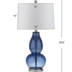 Kirkland's Home Blue Glass Hourglass Table Lamps, Set Of 2- Table Lamps