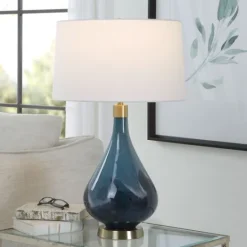 Kirkland's Home Blue Glass Teardrop Table Lamp- Table Lamps