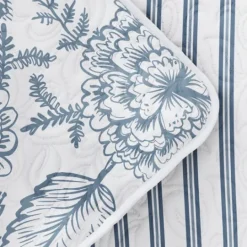 Kirkland's Home Blue Jacobean Reversible 3-Pc. Queen Quilt Set- Quilts