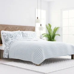 Kirkland's Home Blue Jacobean Reversible 2-Pc. Twin Quilt Set- Quilts