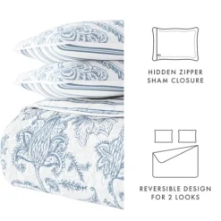 Kirkland's Home Blue Jacobean Reversible 3-Pc. King Quilt Set- Quilts