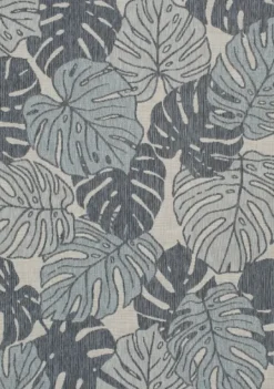 Kirkland's Home Blue Malibu Monstera Outdoor Area Rug, 7X9- Outdoor Rugs