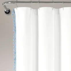 Kirkland's Home Blue Melora Tasseled Border Shower Curtain- Shower Curtains