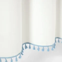 Kirkland's Home Blue Melora Tasseled Border Shower Curtain- Shower Curtains