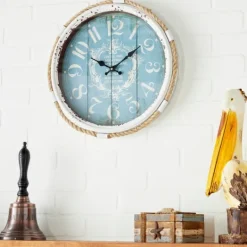 Kirkland's Home Blue Metal And Rope Wall Clock, 17 In.- Clocks
