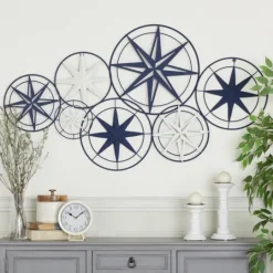 Kirkland's Home Blue Metal Layered Star Plates Wall Plaque- Wall Plaques