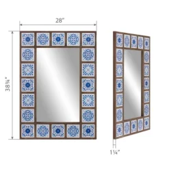 Kirkland's Home Blue Moroccan Tile Framed Mirror- Decorative Mirrors