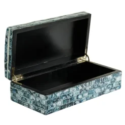Kirkland's Home Blue Mother Of Pearl Coastal Boxes, Set Of 2- Baskets & Boxes