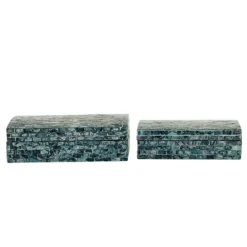Kirkland's Home Blue Mother Of Pearl Coastal Boxes, Set Of 2- Baskets & Boxes