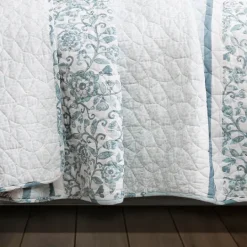 Kirkland's Home Blue Nisha Floral Full/Queen 3-Pc. Quilt Set- Quilts