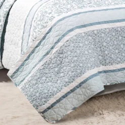Kirkland's Home Blue Nisha Floral Full/Queen 3-Pc. Quilt Set- Quilts