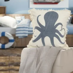 Kirkland's Home Blue Octopus Accent Pillow With Fringe- Pillows