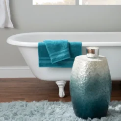 Kirkland's Home Blue Ombre Mosaic Capiz Shell Drum End Table- Accent & End Tables