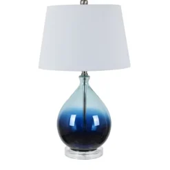 Kirkland's Home Blue Ombre Teardrop Glass Table Lamp- Table Lamps