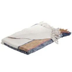 Kirkland's Home Blue Orange White Stripe Throw Blanket- Blankets & Throws