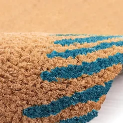 Kirkland's Home Blue Palm Fronds Welcome Coir Doormat- Doormats