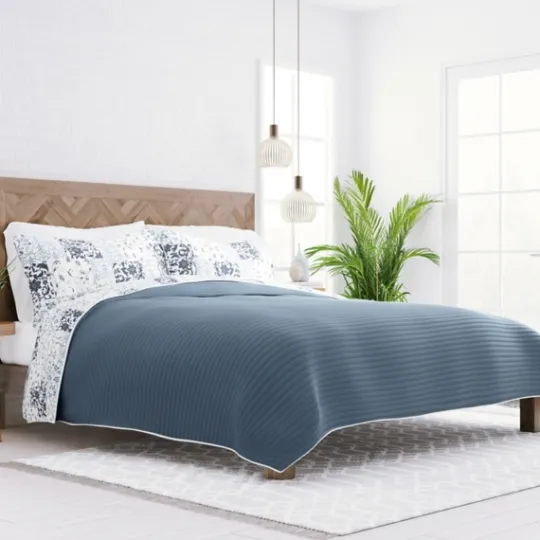 Kirkland's Home Blue Patchwork Reversible 3-Pc. King Quilt Set- Quilts