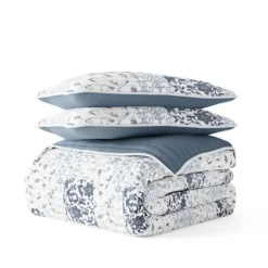Kirkland's Home Blue Patchwork Reversible 3-Pc. King Quilt Set- Quilts