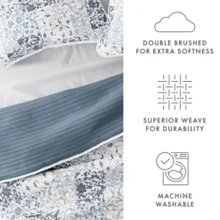 Kirkland's Home Blue Patchwork Reversible 3-Pc. King Quilt Set- Quilts