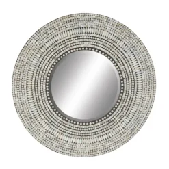 Kirkland's Home Blue Pear Mussel Shell Frame Coastal Wall Mirror- Decorative Mirrors