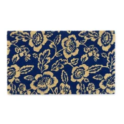 Kirkland's Home Blue Peonies Coir Doormat- Doormats