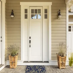 Kirkland's Home Blue Peonies Coir Doormat- Doormats