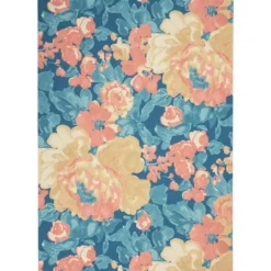 Kirkland's Home Blue Poppies Floral Outdoor Area Rug, 5X7- Outdoor Rugs
