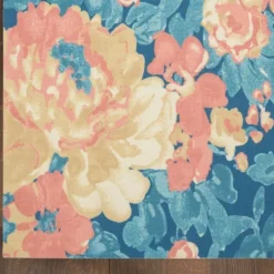 Kirkland's Home Blue Poppies Floral Outdoor Area Rug, 5X7- Outdoor Rugs