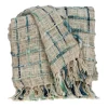Kirkland's Home Blue Primitive Squares Handloomed Throw Blanket- Blankets & Throws