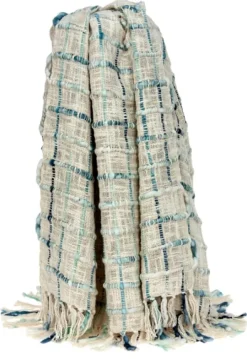 Kirkland's Home Blue Primitive Squares Handloomed Throw Blanket- Blankets & Throws