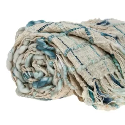 Kirkland's Home Blue Primitive Squares Handloomed Throw Blanket- Blankets & Throws